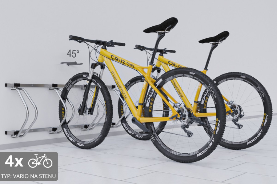 Falra szerelhető 4 kerékpártartó, színes