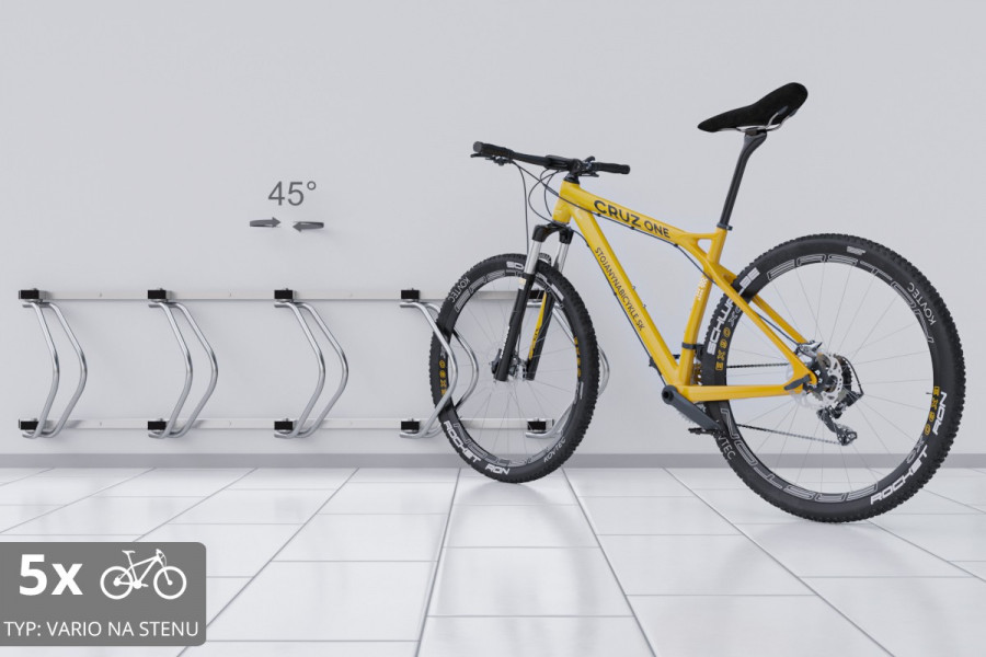 VARIOS falra szerelhető 5 kerékpáros tartó, horganyzott