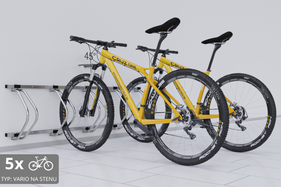 VARIOS falra szerelhető 5 kerékpáros tartó, horganyzott