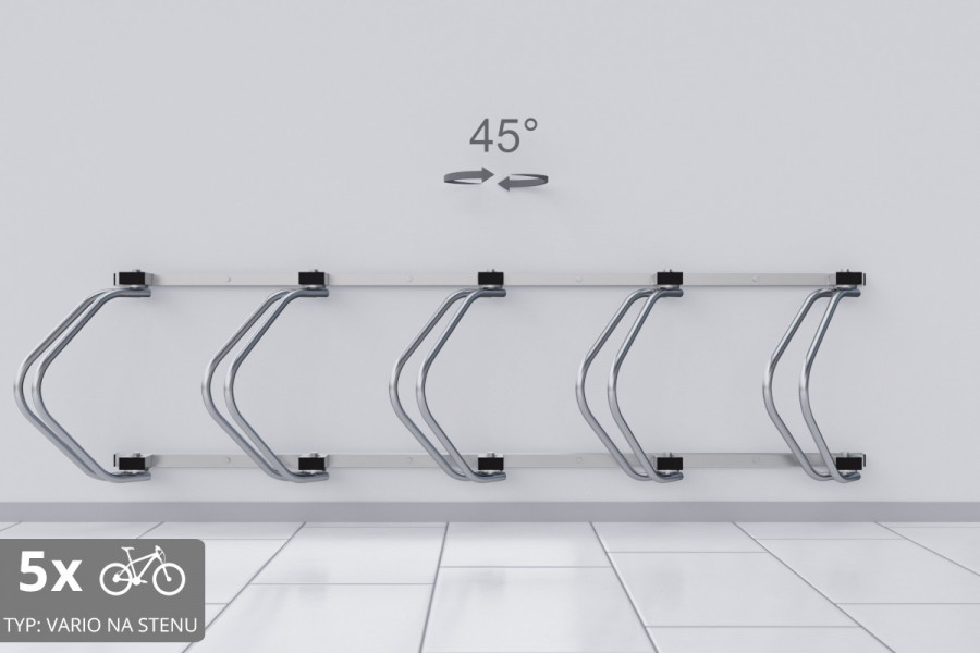 Falra szerelhető 5 kerékpáros tartó, színes