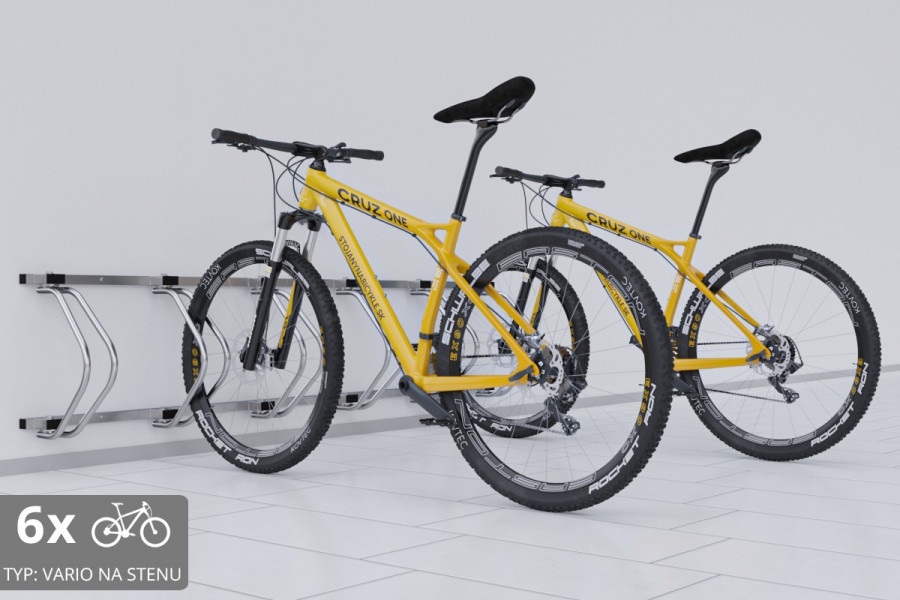 VARIOS falra szerelhető 6 kerékpáros tartó, színes