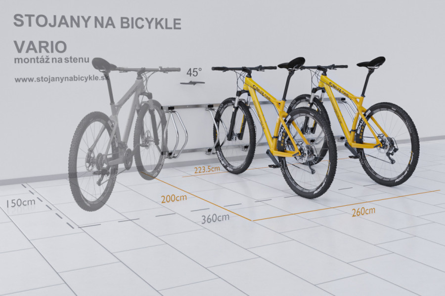 Falra szerelhető 6 kerékpáros tartó, színes