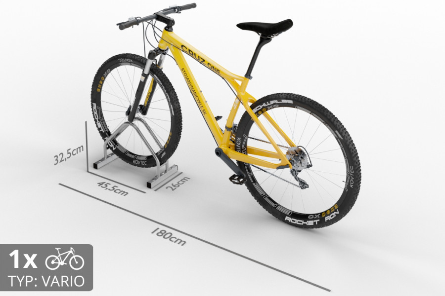 Kétoldalas kerékpártámasz VARIO 1 személyes, rozsdamentes acél