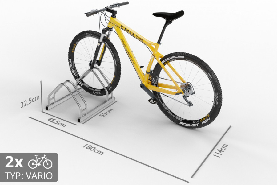 Kétoldalas, 2 személyes VARIO kerékpártartó, rozsdamentes acél