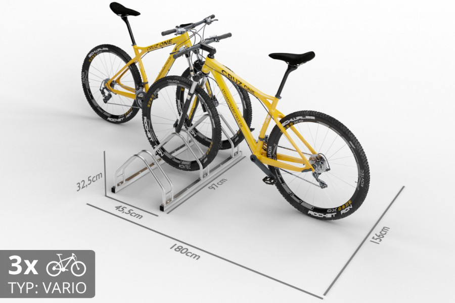 Kétoldalas, 3 személyes VARIO kerékpártartó, horganyzott