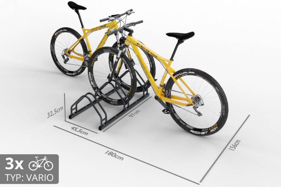Kétoldalas 3 kerékpáros állvány VARIO 3 személyes, színes