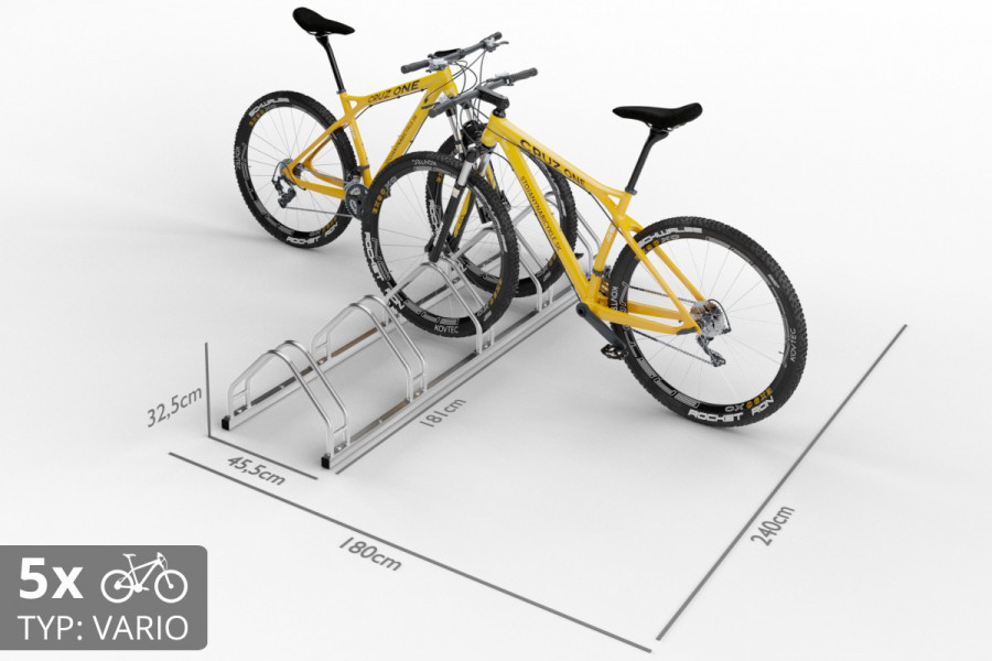 Kétoldalas 5 kerékpáros tartó, VARIOS 5 személyes, horganyzott
