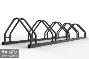 Kétoldalas kerékpártartó 5 db-os kiszerelésben, VARIOS 5 férőhelyes, színes