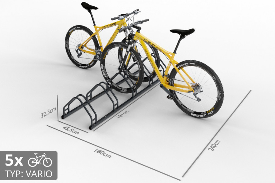 Kétoldalas kerékpártartó 5 db-hoz, VARIO 5 személyes, színes