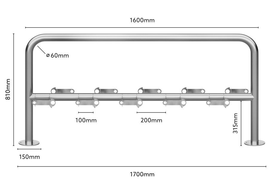Rollertartó állvány 10 férőhelyes, kétoldalas, horganyzott